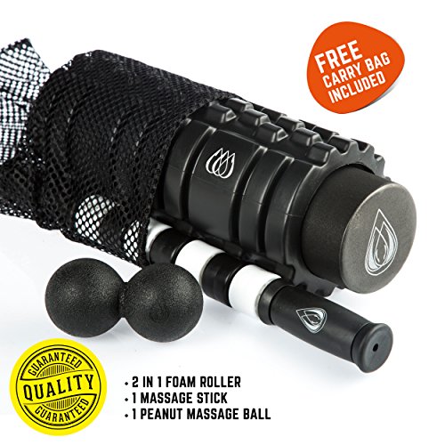 TeamSoda Fitness Massage-Set: 2 in 1 Faszienroller + doppelter Lacrosse Massageball + Massage Roller Stick - 5