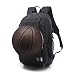 Produktbild SYSI 17 Zoll Multifunktional Schultasche Freizeit Sport Rucksack Leinwand Laptoprucksack USB-Ladeanschluss Business Backpack mit Basketball / Fußball Net (Schwarz 2)