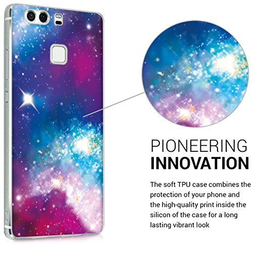 kwmobile Funda para Huawei P9 - Carcasa de  TPU  para m  vil y dise  o gal  ctico Rosa Fucsia Negro