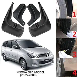 Cartek Mud Flap / Mud Guard (O.E.M Type) for Toyota Innova Old Model (Type-1) (2005-2009) (Set of 4 Pcs.) (Black)