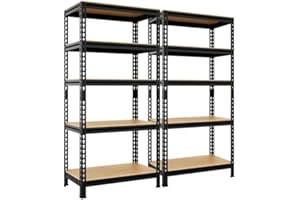 Yaheetech Estantería de Almacenaje Estantería Metálica Garaje Cocina Soporte 150 x 140 x 30 cm Negro