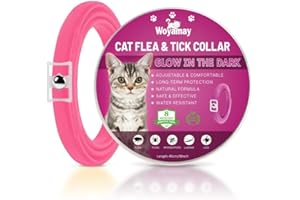 Woyamay Collare Antiparassitario per Gatti, Luminoso Collare Antipulci Gatto Regolabile Resistente All'acqua, Naturali 8 Mesi di Protezione Collare Antizecche per Gatti per Tutti i Gatti, Rosa