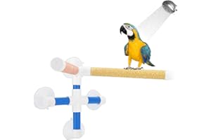 Haokaini Bird Bathing Perch Parrot Training Stand Parrots Window Shower Standing Pole with Suction Cup Bird Perch Toy for Macaw Cockatoo Lovebirds Parakeet Conure