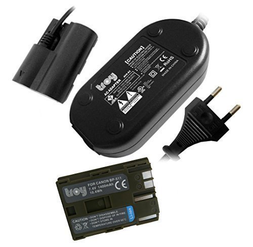 Troy Batterie pour BP511 avec Adaptateur Secteur pour Canon PowerShot G1 G2 G3 G5 G6 Pro1 Pro 90 is EOS 5D EOS 50D EOS 10D EOS 20D EOS 20Da EOS 30D EOS 40D EOS 300D