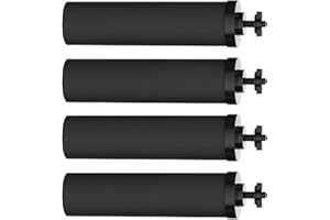 HUINING Lot de 4 filtres à eau noirs pour unité de purification d'eau de rechange pour seau à eau domestique Système de filtration d'eau par gravité Purificateur d'eau de survie