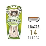 Dorco Pace 4 Razor For Men - Comes With Fourteen 4-Blade Replacement Cartridges- Dermatologically Tested-Flexible Head, Seamless Construction, Angled Blades & Non-Slip Handle for Perfect Results
