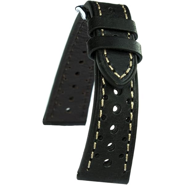 Cinturino Orologio In Pelle Traforato Rally Racing Nero - Foto 8