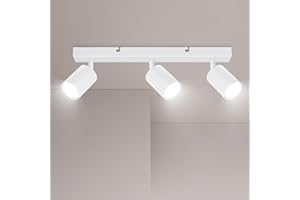 Ketom Lampada Faretti da Soffitto Orientabili, GU10 Faretti LED da Soffitto Bianco, Moderna Plafoniera LED Faretti 3 Luce, Faretto da Parete Interno per Barra, Cameretta, Cucina, Senza Lampadina