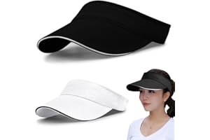 YLINWTECH 2 Piezas Visor Gorras,Gorra de Tenis Ajustable,Viseras para Mujeres y Hombres,para Practicar Ciclismo,Golf,Tenis,Correr y Otros Deportes(Blanco,Negro)