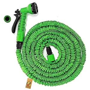 N S Plastic Expandable Nozzle Flexible Water Hose Pipe with Spray Gun and 7 Adjustable Modes for Gardening High Pressure, Washing Car & Bike, Flower Plants and Lawn-Color May Vary (50ft)