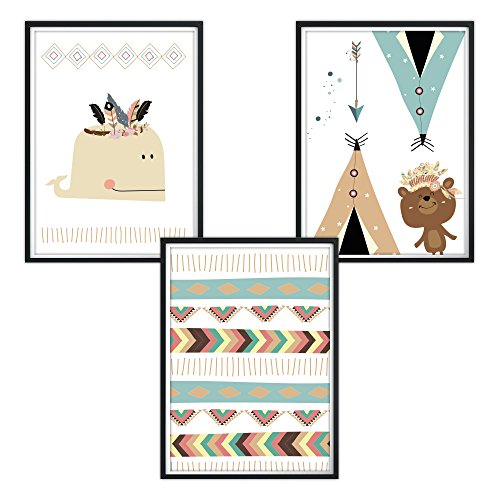 Preisvergleich Produktbild luvel® - 3er-Set Kinderzimmer Poster DINA4 für den Bilderrahmen (P20)