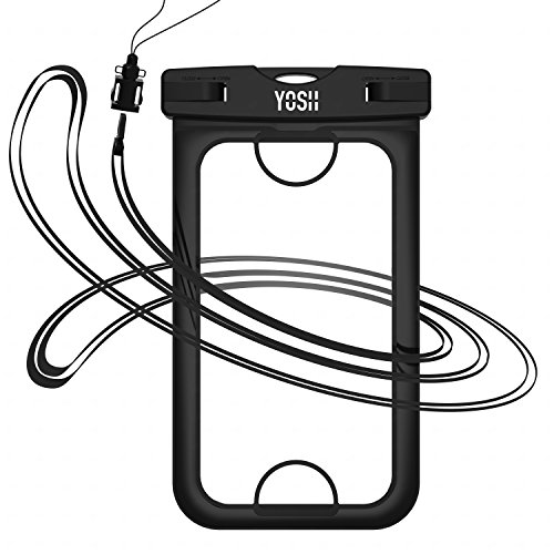 Housse étanche Garantie à Vie YOSH universel pochette étanche coque étanche pour iPhone 7, 6 plus, 6s plus, 5/5s/5c, Samsung Galaxy S7 Edge, S6 Edge, S5, S4, Note 4 Smartphones jusqu'à 6 pouces (Noir pour iPhone 7)