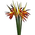 Corkwaw 8 Pack 21-1/2 Inch Artificial Flowers Bird of Paradise,Green Plant for Home Garden Decoration Office Verandah Wedding Decorations (Orange)