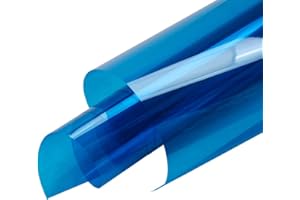 HOHOFILM 45cmx200cm Colorful Clear Decorative Window Film Self Adhesive Transparent Window Tint for Home Building Glass (Blue)