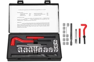 Candeon Thread Repair Kit - 15pcs M14x2 Car Helical Coil Repair Set Stainless Steel Twisted Drill Wrench Threaded Insert Compatible Hand Tool Set Helicoils Repair Kit