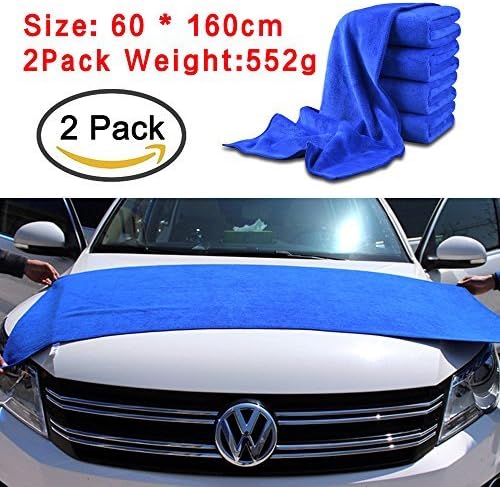 Enterest Washing towel Nano-super fiber towel for Car Wash, Car Wax, Kitchen Clean, Beauty Care 60 x 160cm (23.62 x 62.99 inches) Pack of 2 Microfiber Car Wash Drying Towels (Blue)