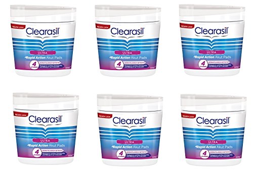 Clearasil Ultra Anti-Pickel Reinigungspads, Sparpack/Vorteilspack: 6 Packungen zu je 65 Stück (390 Stück gesamt) Gesichtsreinigungspads gegen Pickel und Rötungen