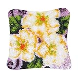 Material: Polyester, Acryl perfk Knüpfkissen mit Knüpfpackung zum Selber Knüpfen, Blumen Motiv Deko-Kissen Latch Hook Kit, Muster Auswahl - 1