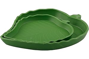 Tabanzhe Reptile Food Water Bowl-2PCS Leaf Shape Feeding Plate Dish Tortoise Food Feeder Plastic Drinking Bowls Reptile Accessories for Corn Snakes Lizards Tortoises Crawling Pets