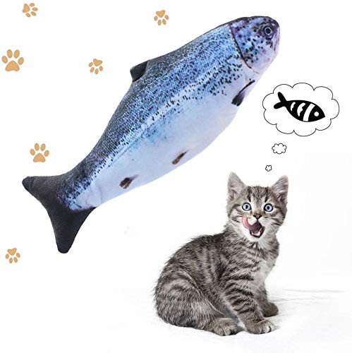 Hozora Gatto Elettrico Avvolgente Pesce Peluche Realistico Bambola di Simulazione Pesce Gatto Che Gioca Giocattoli Forma di Pesce Menta Pesce Giocattolo Catnip Peluche Cuscino Animale Domestico (C)