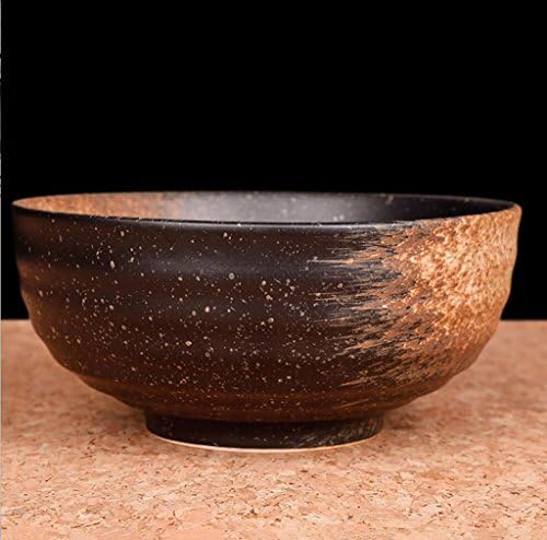 Salad bowl Fruit bowl Japanese retro big bowl noodles bowl of ceramic ramen bowl 8 inch big mouth soup Bowl of fruit salad Cereal bowl，Ramen bowl