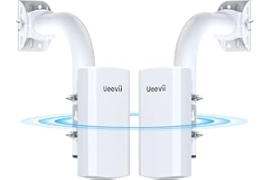 UEEVII Wireless Bridge with 2 Bracket,2.4G Point to Point Outdoor WiFi Bridge with 3281ft Working Distance,24V POE Power Supply, IP65 Waterproof Internet Bridge,2-Pack