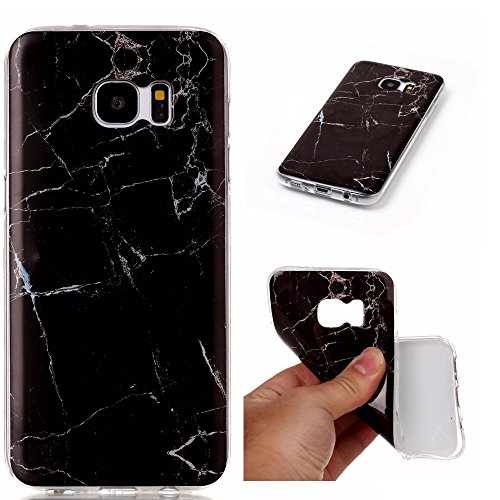 Cozy Hut Für Samsung Galaxy S7 Edge Handyhülle mit Marmor / Marble Design(schwarz / weiß) | Handytasche | | Schale | | Hülle | | Case | Handy-etui | TPU-Bumper | Soft Case | Schutzhülle Cover für den optimalen Schutz ihres Samsung Galaxy S7 Edge (5,5 Zoll) - Schwarzer Marmor