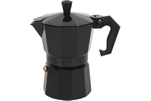 Atyhao Stovetop Espresso Maker Moka Pot, 150ml 3Cup Aluminum Coffee Maker Pot Moka Italian Espresso Greca Coffee Brewer Percolator(Black)