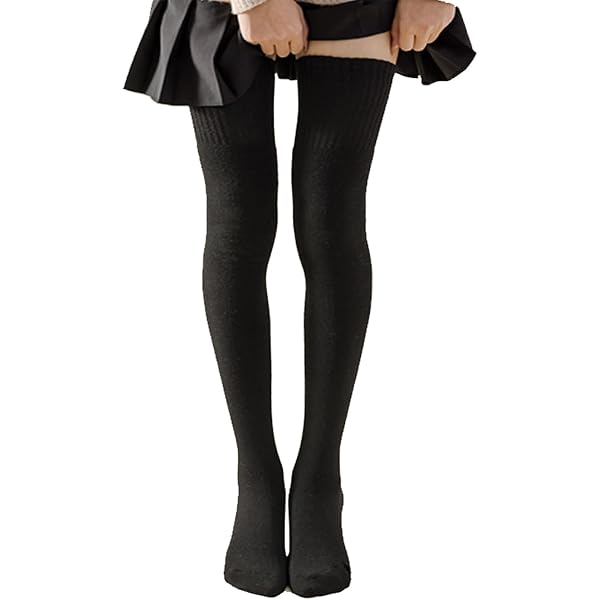 2 Paia Di Calze Alte Da Donna Sopra Il Ginocchio - Morbide E Elastiche, Perfette Per L'Uso Quotidiano, Sport E Feste (Nero E Grigio Scuro, Taglia 52)