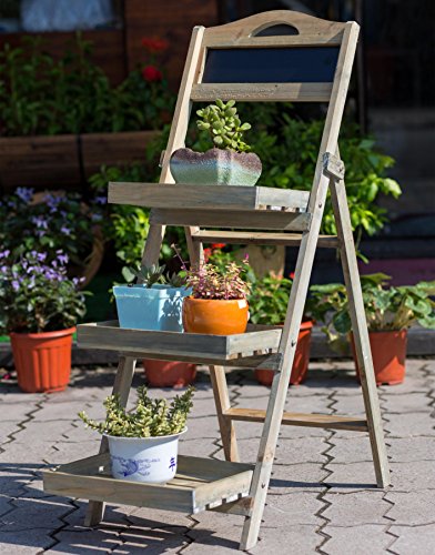 Blumentreppen Blumentreppe Kreidetafel Regal Holzregal Leiterregal Schubladenregal Pflanzentreppe Gartenregal (YL15A055) - 6
