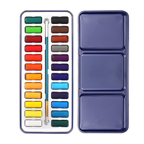 MoonLove Wasserfarben Aquarellset Aquarell-Malkasten Aquarellfarben Farbkasten 24 Farben