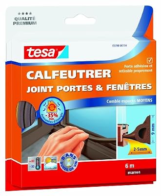 Tesa 05390-00114-00 Calfeutrer joint Portes & Fenêtres Comble espaces moyens 6 m x 9 mm x 5,5 mm