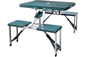 vidaXL Ensemble de Table Pliable de Camping avec 4 Tabourets, Meuble à Manger, Mobilier de Jardin Cuisine Patio Pique-Nique, Aluminium