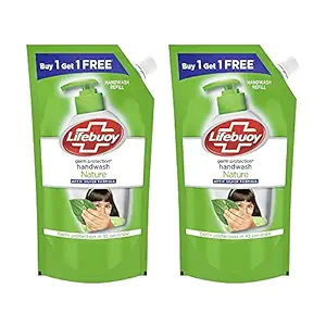 Lifebuoy Nature Germ Protection Green Tea Liquid Handwash Refill, Fights Bacteria And Viruses, Maintains Hand Hygiene, 750 ml (Buy 1 Get 1 Free)