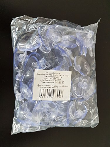 Saugnapf mit Haken 40 Stück – Halterung für Lichterkette, Lichternetz etc. – Lichterkettenhalterung Saugnapf - 2