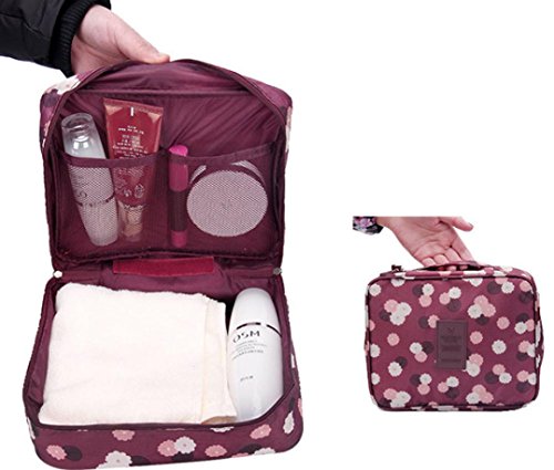 Oyedens Waterproof Travel Make-up Pouch Toiletry Wash Organizer (Red )