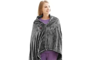 REWIAR Electric Heated Shawl Blanket USB Wearable Throw Heating Shawl for Winter Warm, 3 Temperature Levels, Soft and Cozy, Machine Washable 85 * 150cm (Blanket)