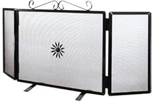 GRECOSHOP Parascintille/Schermo per camino/caminetto in ferro battuto con ante