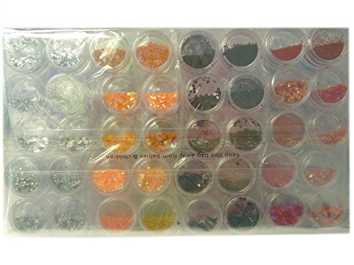 TRIXES 80 Stück gemischte Kosmetik und Make-Up Glitzer verschiedene Formen und Farben Glitter - 3