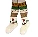 Baby Stockings with Stripe Design Squirrels - Ecru, 0-3 months