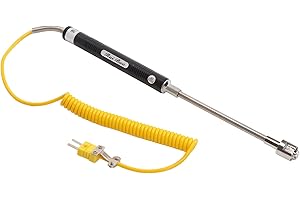 LIEBEWH K Type Thermocouple Surface Thermocouple Probe Steel Temperature Sensor with Insulated Handle for Temperature Testing(Straight Shank Surface thermocouple)