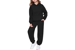 Chanpning Survêtement pour enfants garçons et enfants - Survêtement à capuche uni avec pantalon de jogging - Ensemble de vêtements de sport automne hiver pour filles et garçons âgés de 2 à 14 ans