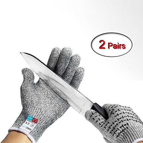 InnoBeta Schnittschutzhandschuhe Arbeitshandschuhe schnittfeste Touchscreen Anti-Rutsch Grip Handschuhe - Hochleistung Level 5 Schnittschutz Grau (M) 2 paar