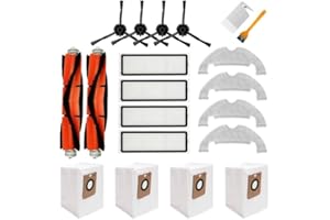 MYAYD Juego de accesorios de repuesto para robot Dreame Bot D10 Plus RLS3D aspiradora, 20 paquetes, 2 cepillos principales, 4 filtros, 4 cepillos laterales, 4 toallitas, 4 bolsas de polvo, 1 herramienta de