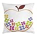 Produktbild WCMBY Apple Throw Pillow Cushion Cover, Orange Apple Outline with Colorful Flowers Daisies Colorful Blossoms Kids Girls Theme, Decorative Square Accent Pillow Case, 18 X 18 inches, Multicolor
