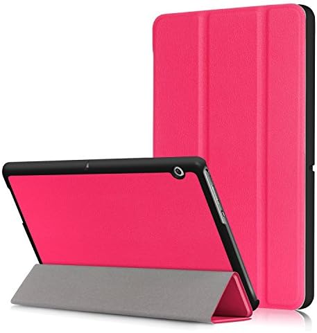 Huawei MediaPad T3 10 9.6 inch Case - DHZ Multi-Viewing Ultra Lightweight Smart Cover Shell Slim Tri-fold Stand Folio Leather Case for HUAWEI T3 10 9.6 inch Tablet 2017 Release,Rose Red