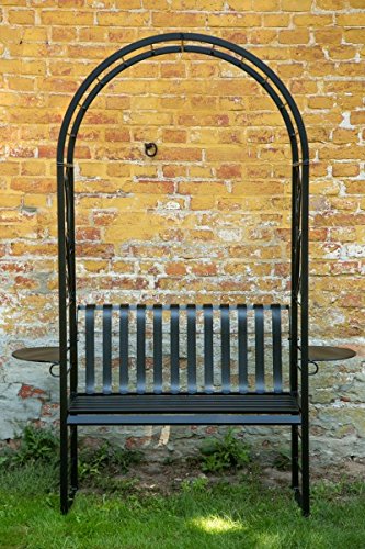 Rosenbogen mit Bank Zink + Schwarz Gartenbank Metallbank Pergolabank Laubenbank - 2