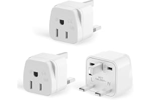 3-Pack US to UK Plug Adapter,SHUOMAO 2/3 Pin USA to 3 Pin UK Plug Adaptor,American/Canada/China/Japan to British Plug Converter Power Adapter,for Type A/Type B Plug(White)