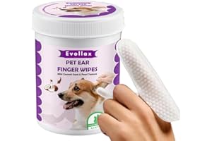 Evollax Dog Ear Cleaner Finger Wipes – Ultra Big Dog Ear Wipes Gently Clean Ear Wax & Dirt | Ear Cleaner for Dogs uk | Ear Wipes for Dogs & Cat Ear Cleaner Wipes | Coconut Scent