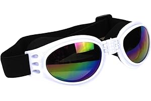 tinysiry Gafas de Sol para Perros, polarizadas Perros Raza pequeña con Correa Ajustable, protección UV, Gafas a Prueba Viento, Mascotas Andar en Bicicleta, Senderismo, Blanco